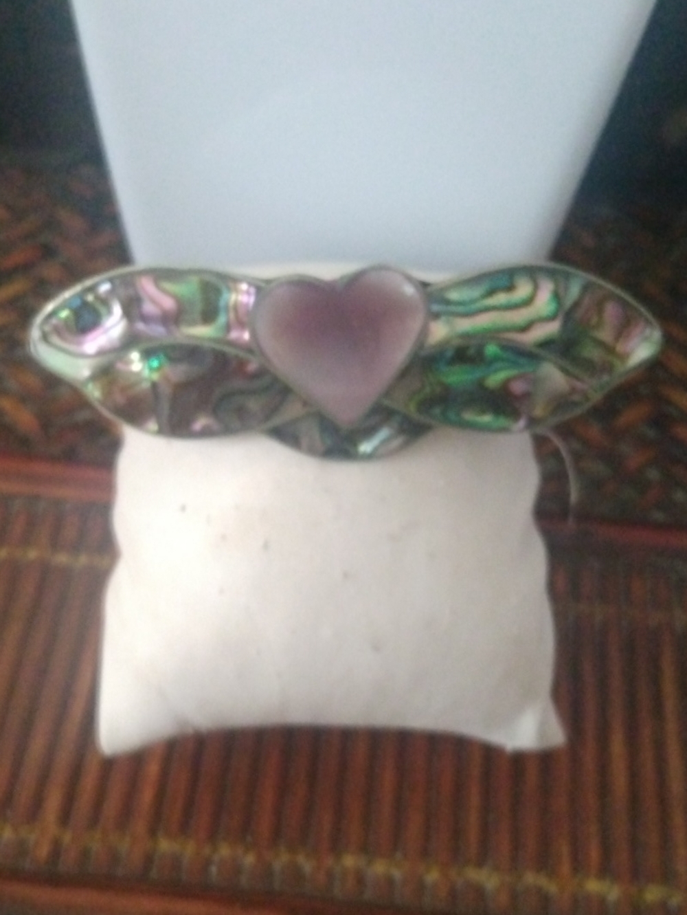Abalone Shell Heart Silver Accent Women's Hair Clip- Purple Heart Vintage